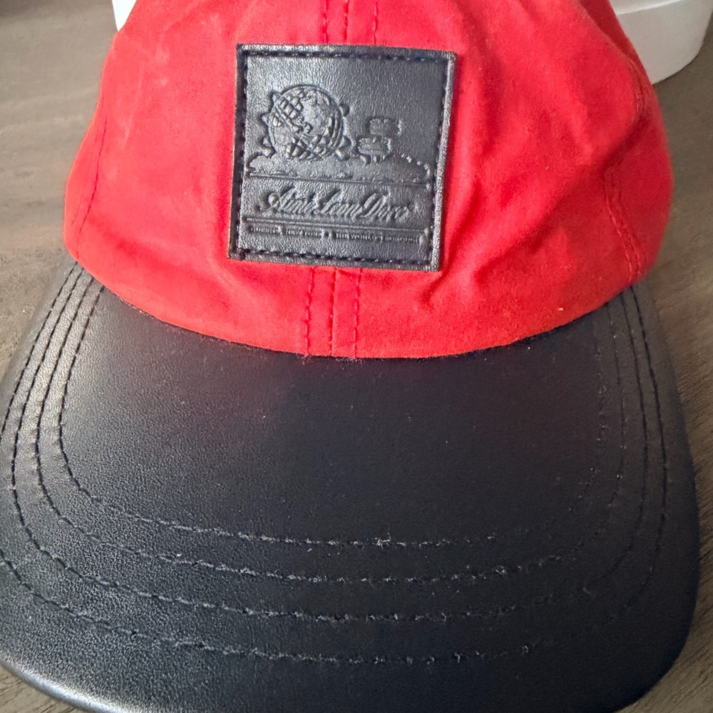 Aime Leon Dore Red and Black Logo Cap waxed hat